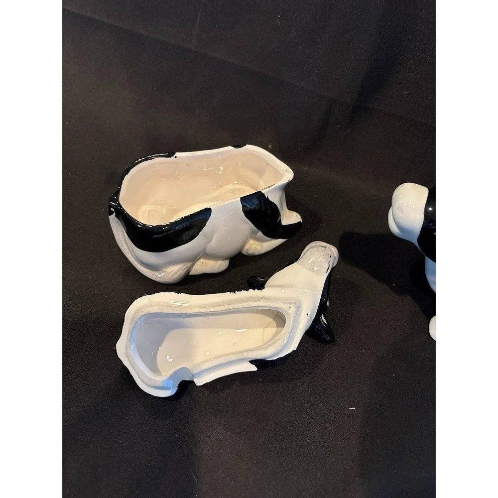 Vintage 5-Piece Cow Creamer, Sugar, Butter Dish & Salt Pepper Set